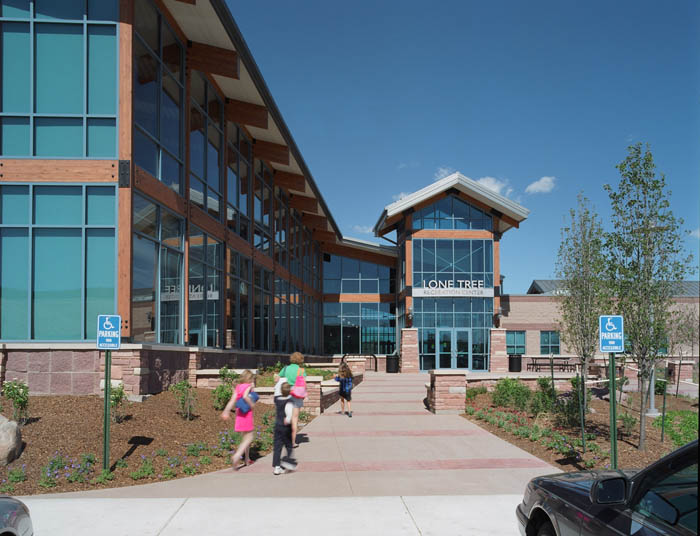 Lone Tree Recreation Exterior Entrance by Saunders Construction