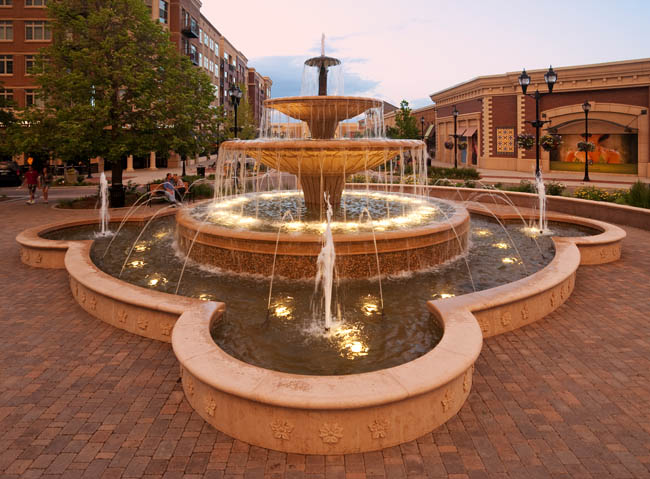 Fountain in courtyard at Streets at Southglenn