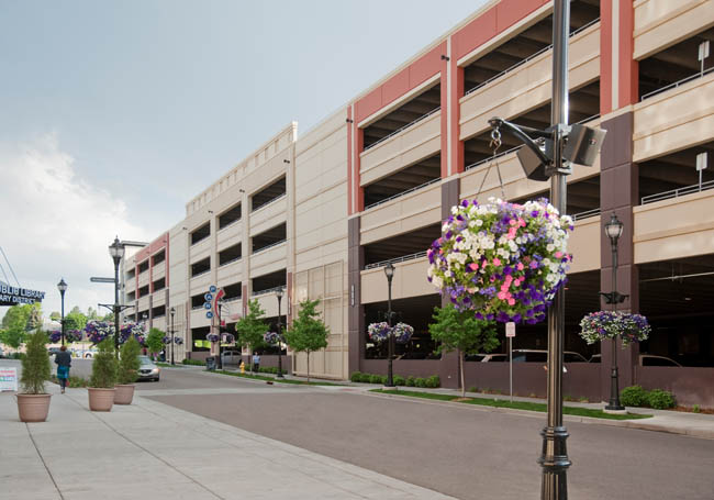 Exterior of parking garage at Streets at Southglenn